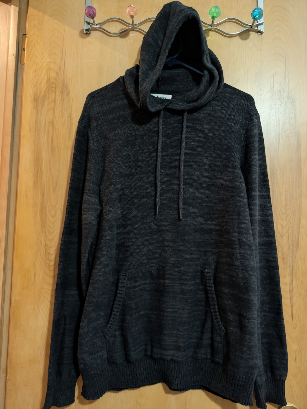 urban pipeline Charcoal Black Hooded Knit Pullover